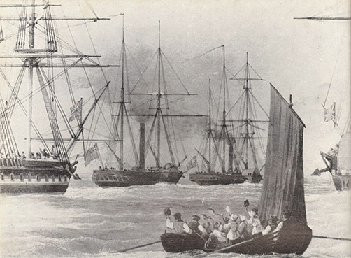 HMS Shearwater, second from left, pictured when Queen Victoria visited Edinburgh in 1842